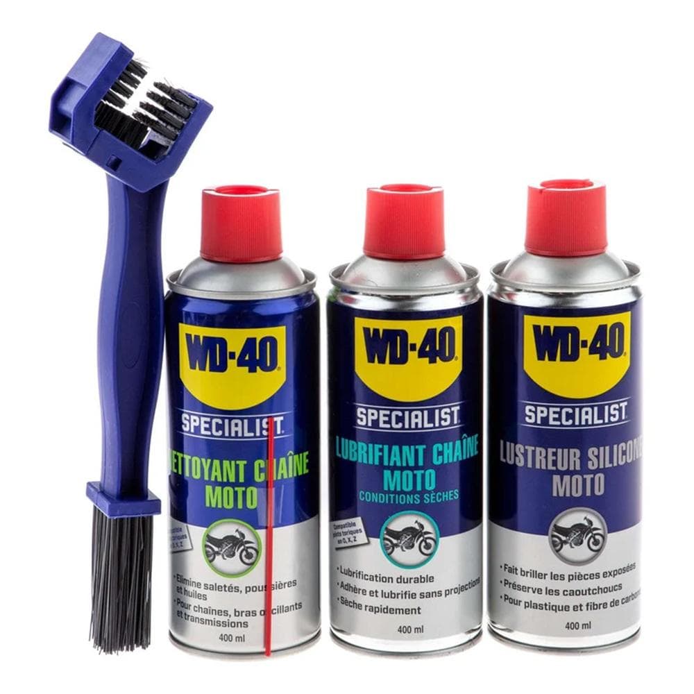 Kit Spray Tripack WD40 + Brosse Speciale Chaine